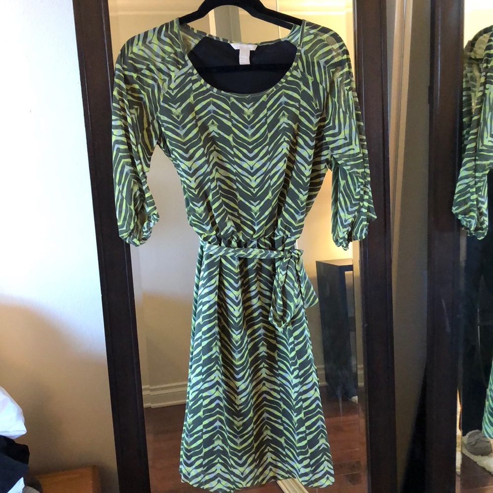Banana Republic Green/Gray 3/4 sleeve length dress